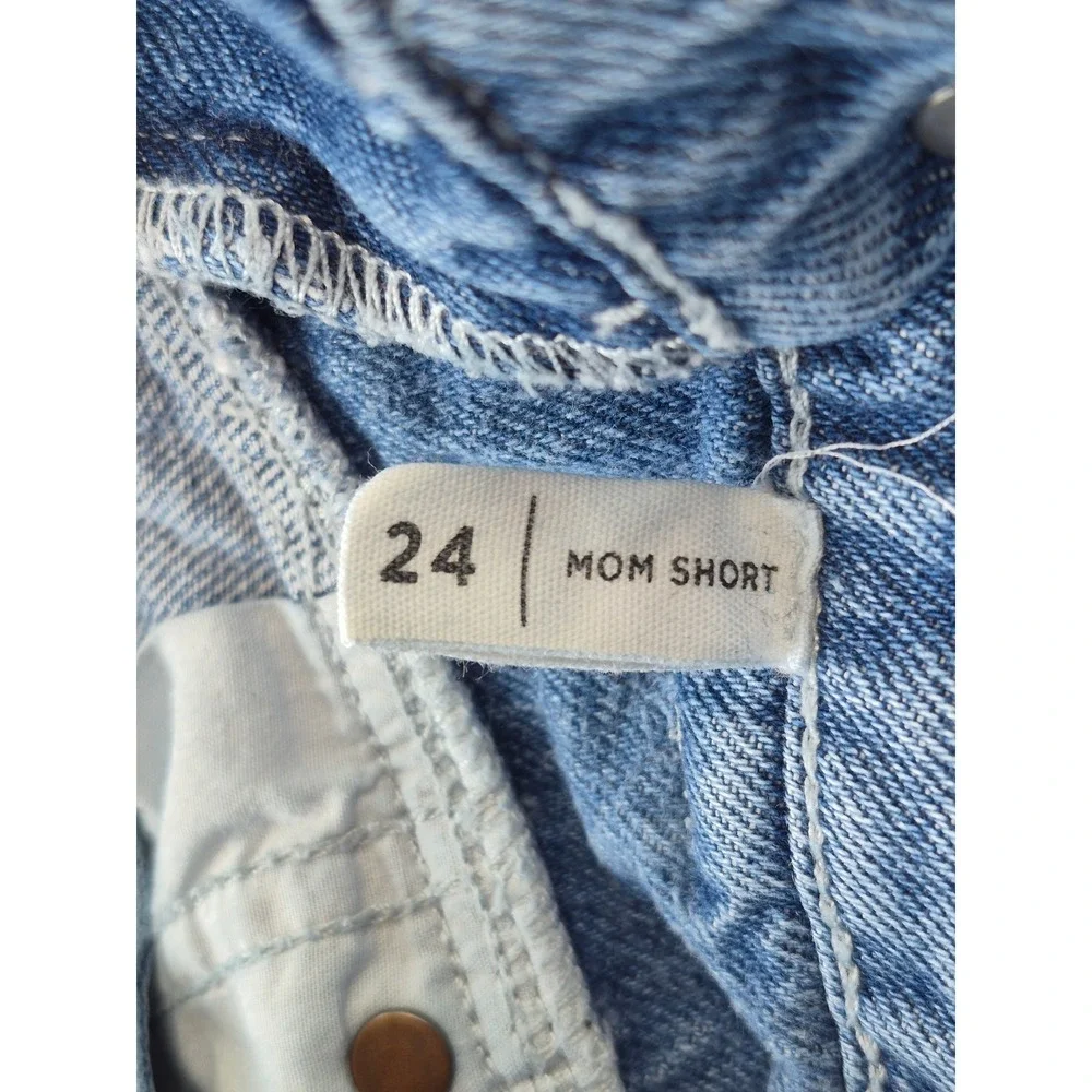 PacSun Mom Jean Shorts Jorts Women's 24 High Rise V-Yoke Cuffed Denim